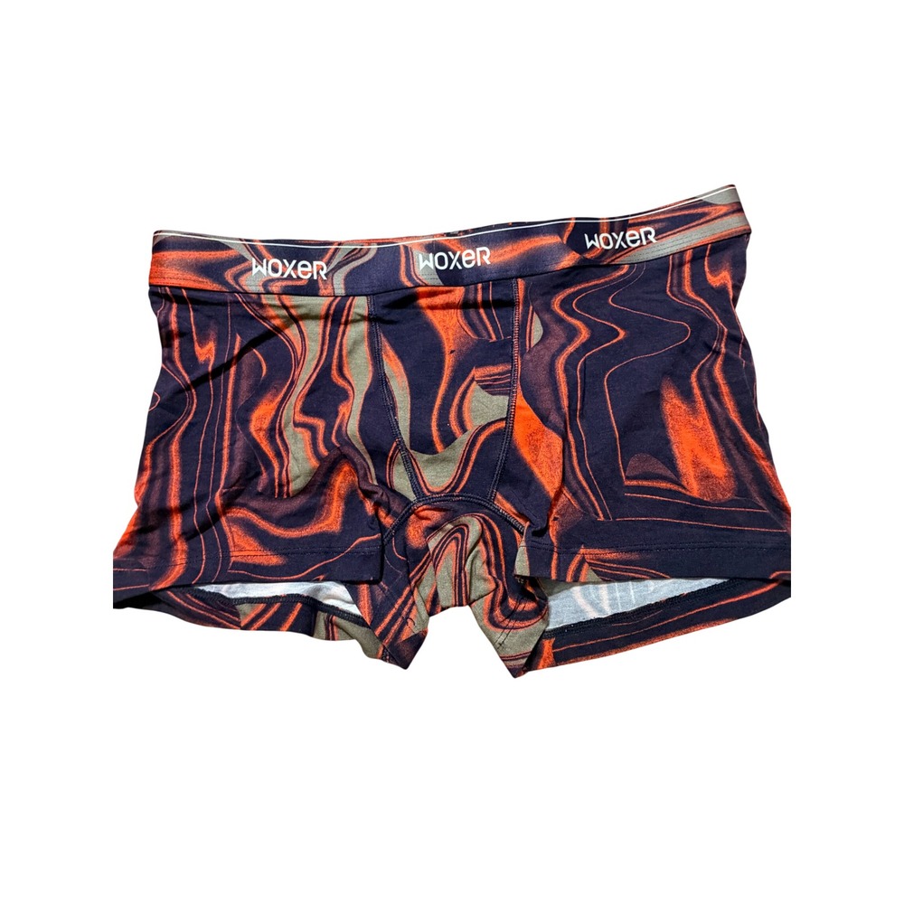 Woxer Star Womens Boxer Briefs Size L Navy Orange Swirl Modal Stretch Underwear